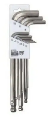 Bahco HEX KEYS SET BE-9770I 9Pcs Metric Inox, Ball End, Long Arm,Stainless Steel