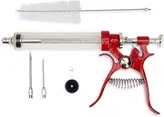 Butcher BBQ Pistol Grip Gourmet Meat Injector Syringe | Metal Handle | 50cc Pistol Grip Injection Syringe | 2 Different Needles for Different Meats | BBQ Smoker Accessories | Tailgating Accessories