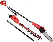 Giantz Pole Saw, 20V Hedge Trimmer Electric Poles Pruner Cordless Chainsaw Pruning Chain Saws Petrol Hand Power Chainsaws Home Garden Farm Whipper Snipper Tool, 2.7m Length with Battery Red Black.