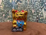 日本昭和中古招財貓置物擺飾，金色招財貓