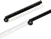 2Pcs 12 Inch Folding Ruler, Black and White Angle Measurement, Simple Multifunction Clear Flexible Adjustable Geometry, Creative Drawing Stationery, School Supplies
