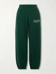 [Sporty & Rich] Sporty & Rich - Ny 94 Printed Cotton-jersey Sweatpants - Green - small small Green
