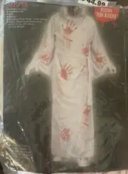 WHT Bleeding Hand Pump Bloody Mask Reaper Hood Robe Halloween Costume Adult OSFM