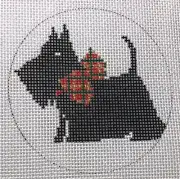 Scottie Christmas Ornament Hand Painted Needlepoint Canvas