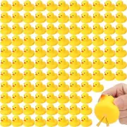 100 Pcs Mini Rubber Ducks Yellow Rubber Bath Tub Toys Bathtub Toys Squeak Flo...