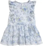 [Generisch] Mayoral 3960 Girls Elegant Butterfly Ruffle Lace Cap Sleeve Round Neck Zipper Ceremony Special Occasion Dress, Sky Blue