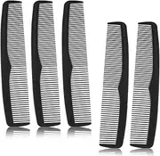 5-Pack Black Hair Combs with Dual Tooth Density,Styling Combs for Men Beard and Women Combs, Travel-Friendly & Durable