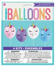Unicorn Girl Party PK4 Balloon Decoration Kit Birthday Air Fill 45cm Ears Horn