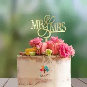 Mr & Mrs Gold Cake Topper Classic Contemporary Design for Wedding & Anniversary