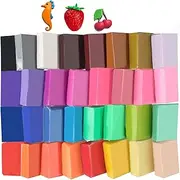 Super Valuable 32 Colors Small Block Polymer Clay Set Oven Bake Clay, Tomorotec CPSC Conformed Non-Toxic Moleding DIY Clay Oven Baking Clay for Kids, Adults, Artists (Softer)