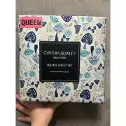 Cynthia rowley blue mushroom sheets bnwt