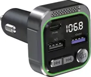 30W Car Bluetooth FM Transmitter & Power Adapter, 3-Port USB-A + USB-A + USB-C