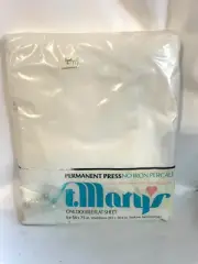NOS White Full Size St. Mary's Flat Sheet
