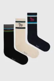 Paul Smith Men's Cotton Blend Stripe Mid Calf Sport Socks, Pack of 3