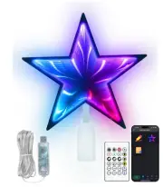 Christmas Tree Toppers with APP Control, 3D Abyssal Infinity Mirror Star