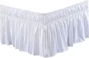 Bed Skirt 59 x 79 x 18 Soft Elastic Wrap Skirt Thicken White Bed Skirt Wrap Around Bed Skirting Queen Size Washable Bedskirt for Wrapping Bed Valance-