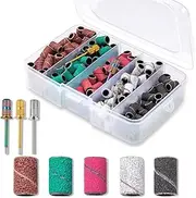 Vekol Sanding Bands for Nail Drill 250PCS Grits Electric File Nail Sanders Professional Drill Bits Set #80#120#150#180#240 Nail Sanding Bands with 3 Pieces 3/32" Mandrel Bit for Manicures and Pedicure