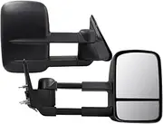 Pair Black Extendable Towing Mirrors Foldable Tow Mirrors (Nissan Patrol GU Y61 1997-2019 Manual)
