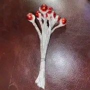 Vintage Christmas Mercury Red Ornament Ball Sprig Pick Lot 10