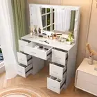 Dressing Table with LED Mirror Modern Makeup Desk Vanity Table 7 Drawers Set