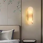 Contemporary Brass Wall Lamp Simplicity Creativity Marble LED Living Room Bedroom Study Room Hotel Villa Model Room Hall Way Aisle Light (C H35CM)