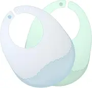 Toddmomy 2Pcs Silicone Bibs for Neck Drooling Bibs with Pocket Design Breathable Skin Friendly for Boys Shower present Fresh