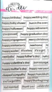 Heffy Doodle CLASSIC SENTIMENTS Clear Cling Stamps Words & Phrases HFD0228