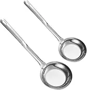 SECFOU 2pcs Colander Serve Sauce Pour Kit Syrup Colander Oil Dispenser Wire Spill para Fryer Oil Filters Sifter Splatter Oven Cup Electric Filtration Pan Tap Silver
