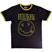 Nirvana Happy Face Ringer T-Shirt Black