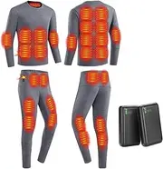 [IMYOGI] Cozy Men Electric Heated Underwears, Battery Powered Thermal Baselayer with 3 Heating Level for Skiing, Hunting, Moto