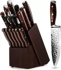 Kitchen Knife Set 15 Piece with Wooden Block Ultra Sharp High Carbon German