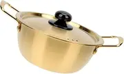 Ciieeo Korean Ramen Noodle Pot with Lid Dual Handle Stainless Steel Cooking Pot for Induction and Gas for Easy Cooking and Serving
