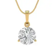 2.1ct Round Cut Solitaire Martini 14k Yellow Gold Everyday Pendant 16" chain