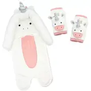 NWT Travel Bug Unicorn Infant Head Support Pillow & Strap Cover Set