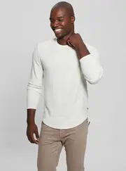 GUESS White Hudson Linear Knit Jumper Size: XL