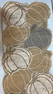 NATURALLY DANNY SEO TABLE RUNNER (1) BURLAP PUMPKINS KHAKI GRAY 14 X 36 NWT