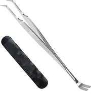 iJiZuo 2-in-1 Professional Tick Tweezers and Tick Hooks, Reliable Against Ticks of Any Size, Tick Remover for Humans, Dogs, Cats (with Leather Bag)