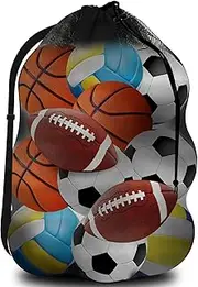 Sports Ball Bag Mesh, Extra Large Basketball Bags Team Balls, Adjustable Shoulder Strap, Team Work Ball Bags for Holding Soccer, Football, Volleyball, Swimming Gear (30” x 40”)