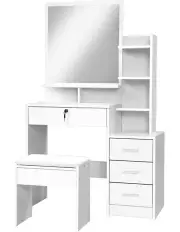 [Artiss] Dressing Table Mirror Stool Organizer Drawer in White