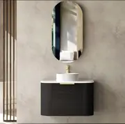 750mm Bondi Black Wall Hung Vanity and Tall Boy and Shaving Cabinet