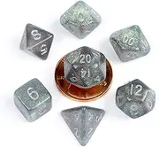 Metallic Dice Games MDG Acrylic Polyhedral Dice Set, 10 mm, Stardust Gray