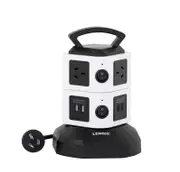 Lenoxx Tower Power Board 6 Outlets 2x USB-A 2x USB-C (Black)