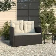 Garden Bench with Cushions Black 105 cm Poly Rattan, Garden Benches