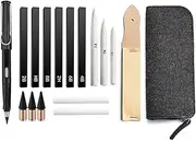 17 Pcs Sketch Drawing Tools, Blending Stumps and Tortillions Set with Sandpaper Pencil Sharpener Eternal Pencil Charcoal Sticks Felt Bag for Student Sketch Drawing Kit