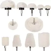 11 Pcs Cotton Polishing Buffing Wheel Pads for Rotary Drill Tools Glass Woods