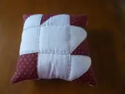 Vintage Quilted Pillow Hand Pieced Lavender Pineapple Block Hand Quilted