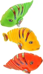 Gatuida 3pcs Wind Up Cartoon Fish Clockwork Swinging Fish Interactive Develops Fine Motor Skills Lightweight Safe Material Random Color