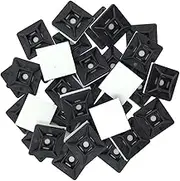 Self Adhesive Cable Tie Mount Base 28mm x 28mm - Black, Pack of 100