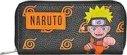 [Concept One] Naruto Chibi Zip-Around Wallet, Hidden Leaf Village Design, Black, One Size, Multi, Naruto Zip Around Wallet Purse and Card Holder for Men and Women