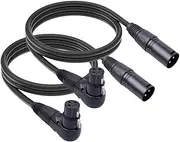 2 Pcs Right Angle XLR to Straight XLR Plug Cables, 90 Degree XLR Female to Straight XLR Male Microphone Extension Cable, 3-Pin Microphone Connector for Power Supply (1.8m/5.9 Feet)